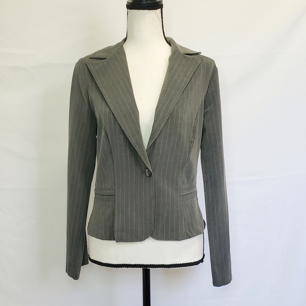 FE USA Pink Pinstripe Gray One Button Blazer